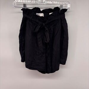 Hollister Black Paper Bag Waist‎ Shorts Tie Belted Casual Womens Size Small